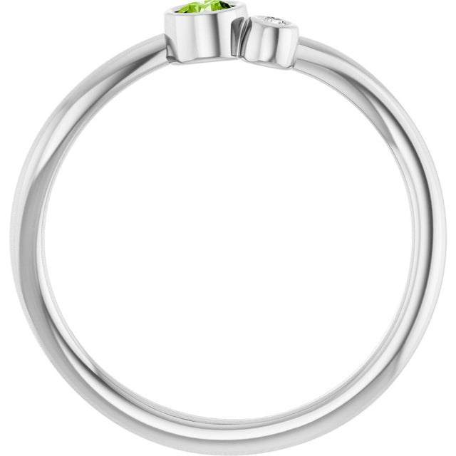 14K Gold Round Natural Peridot Accented Bezel-Set Ring - White Gold - view 7