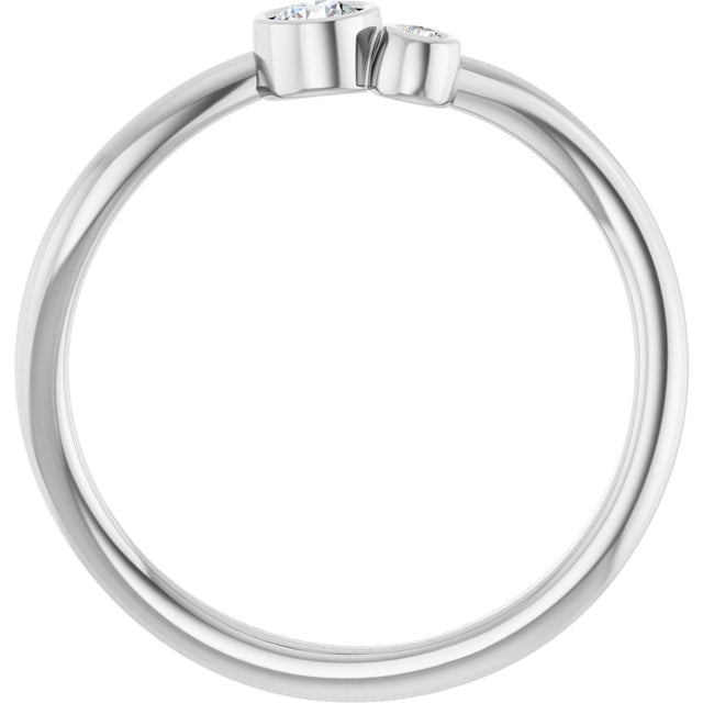 Platinum Round Natural Diamond Accented Bezel-Set Ring - view 7