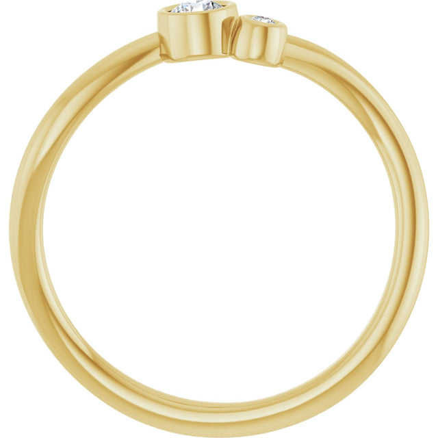 14K Gold Round Natural Diamond Accented Bezel-Set Ring - Yellow Gold - view 7