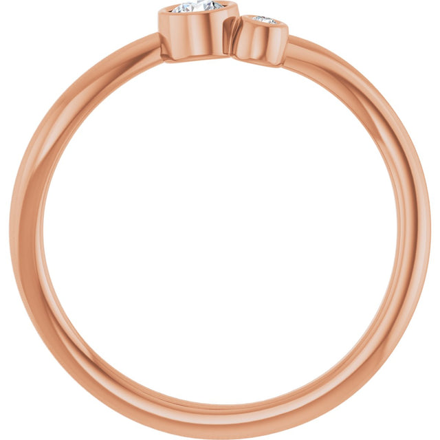 14K Gold Round Natural Diamond Accented Bezel-Set Ring - Rose Gold - view 7