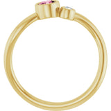 14K Gold Round Natural Pink Tourmaline Accented Bezel-Set Ring - Yellow Gold - view 7