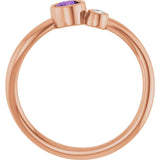 14K Gold Round Natural Amethyst Accented Bezel-Set Ring - Rose Gold - view 7