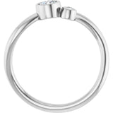 14K Gold Round Natural White Sapphire Accented Bezel-Set Ring - White Gold - view 7