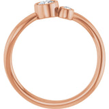 14K Gold Round Natural White Sapphire Accented Bezel-Set Ring - Rose Gold - view 7