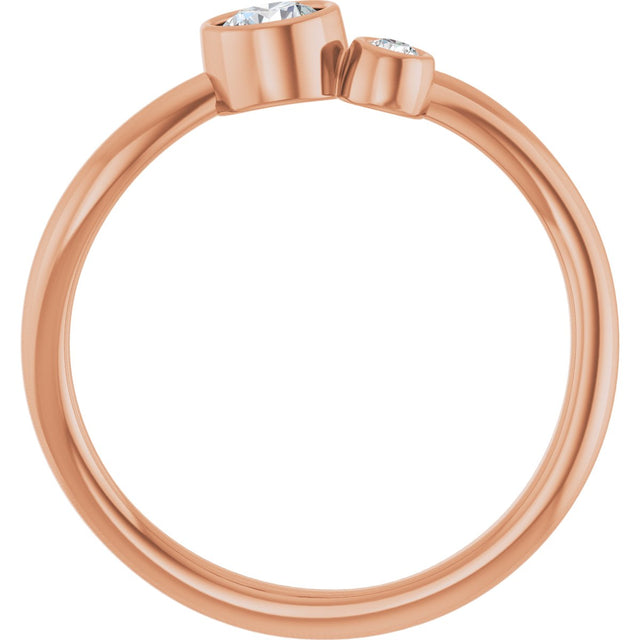 14K Gold Round Natural White Sapphire Accented Bezel-Set Ring - Rose Gold - view 7