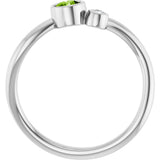 Platinum Round Natural Peridot Accented Bezel-Set Ring - view 7
