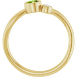 14K Gold Round Natural Peridot Accented Bezel-Set Ring - Yellow Gold - view 7
