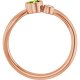 14K Gold Round Natural Peridot Accented Bezel-Set Ring - Rose Gold - view 7