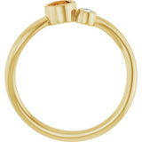 14K Gold Round Natural Citrine Accented Bezel-Set Ring - Yellow Gold - view 7
