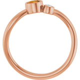 14K Gold Round Natural Citrine Accented Bezel-Set Ring - Rose Gold - view 7