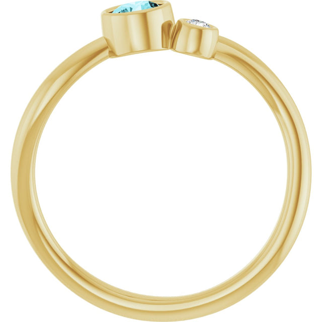 14K Gold Round Natural Blue Zircon Accented Bezel-Set Ring - Yellow Gold - view 7