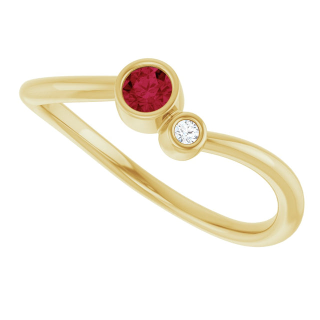 14K Gold Round Lab-Grown Ruby Accented Bezel-Set Ring - Yellow Gold - view 10