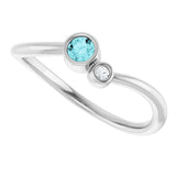 Platinum Round Natural Blue Zircon Accented Bezel-Set Ring - view 10
