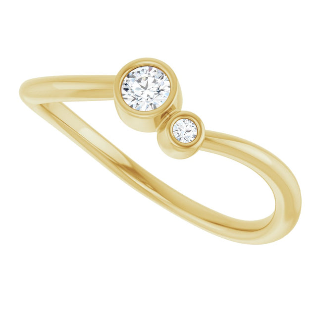 14K Gold Round Natural Diamond Accented Bezel-Set Ring - Yellow Gold - view 10
