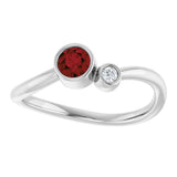 14K Gold Round Natural Mozambique Garnet Accented Bezel-Set Ring - White Gold - view 8