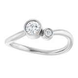 14K Gold Round Natural White Sapphire Accented Bezel-Set Ring - White Gold - view 8