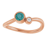 14K Gold Round Lab-Grown Alexandrite Accented Bezel-Set Ring - Rose Gold - view 8