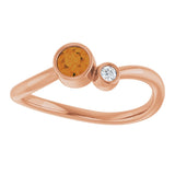 14K Gold Round Natural Citrine Accented Bezel-Set Ring - Rose Gold - view 8