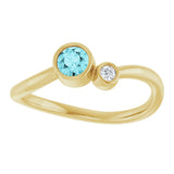 14K Gold Round Natural Blue Zircon Accented Bezel-Set Ring - Yellow Gold - view 8