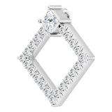 Platinum Square Natural White Sapphire Accented Geometric Necklace or Pendant - view 5