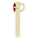 14K Gold Square Natural Ruby Accented Geometric Necklace or Pendant - Yellow Gold - view 6