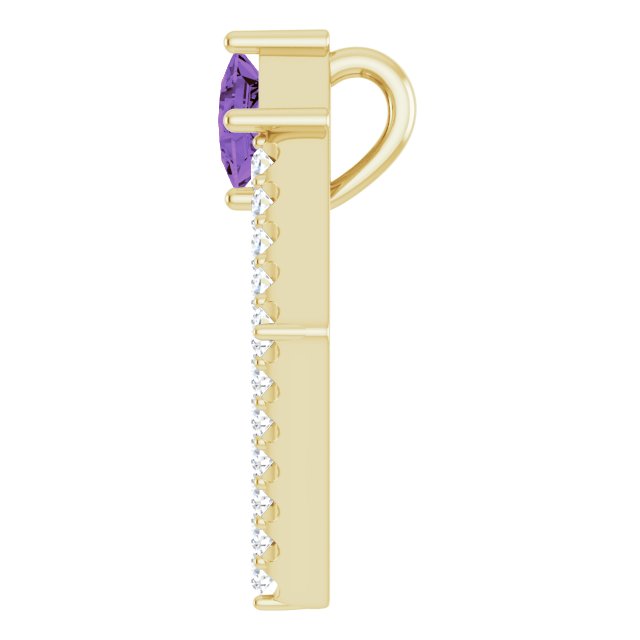 14K Gold Square Natural Amethyst Accented Geometric Necklace or Pendant - Yellow Gold - view 6