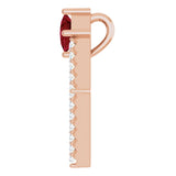 14K Gold Square Natural Ruby Accented Geometric Necklace or Pendant - Rose Gold - view 6