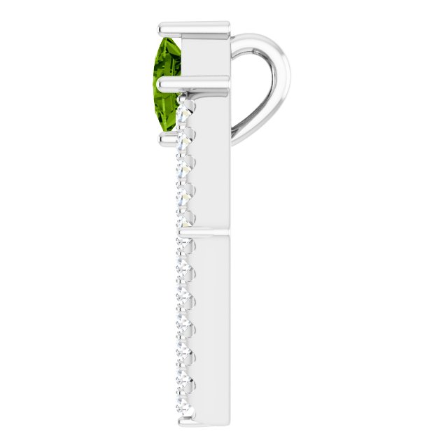 Platinum Square Natural Peridot Accented Geometric Necklace or Pendant - view 6