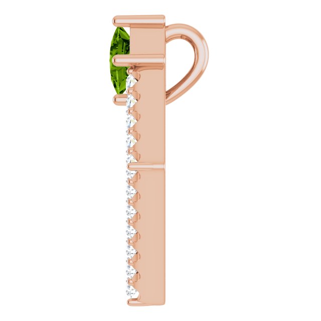 14K Gold Square Natural Peridot Accented Geometric Necklace or Pendant - Rose Gold - view 6