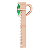 14K Gold Square Natural Emerald Accented Geometric Necklace or Pendant - Rose Gold - view 6
