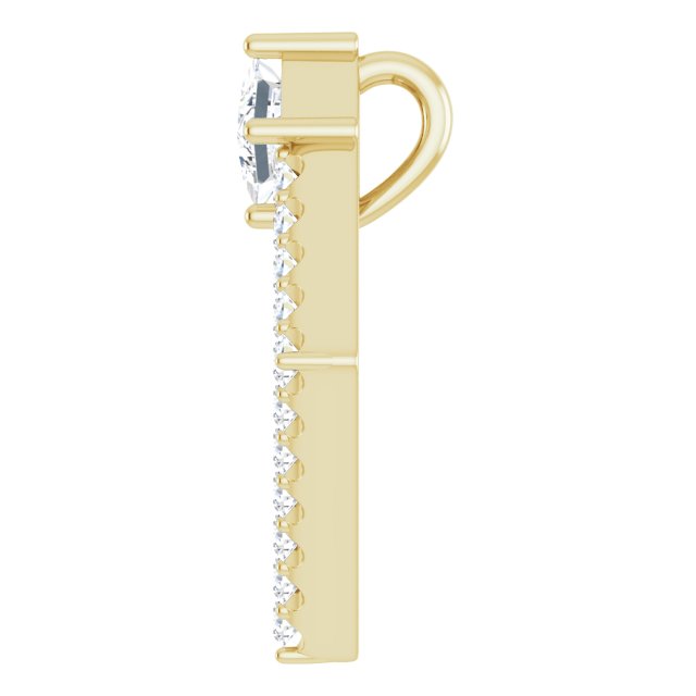14K Gold Square Natural White Sapphire Accented Geometric Necklace or Pendant - Yellow Gold - view 6