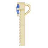 14K Gold Square Natural Tanzanite Accented Geometric Necklace or Pendant - Yellow Gold - view 6
