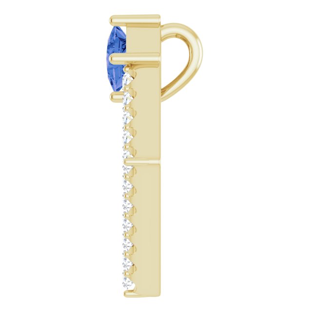 14K Gold Square Natural Tanzanite Accented Geometric Necklace or Pendant - Yellow Gold - view 6