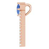 14K Gold Square Natural Tanzanite Accented Geometric Necklace or Pendant - Rose Gold - view 6