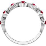 14K Gold Round Natural Ruby Accented Stackable Ring – 2mm Stones - White Gold - view 7