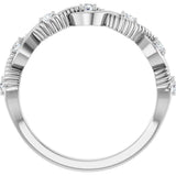14K Gold Round Natural Diamond Accented Stackable Ring – 2mm Stones - White Gold - view 7