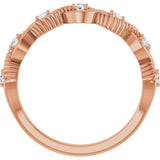 14K Gold Round Natural White Sapphire Accented Stackable Ring - Rose Gold - view 7