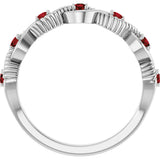 14K Gold Round Natural Mozambique Garnet Accented Stackable Ring – 2mm Stones - White Gold - view 7