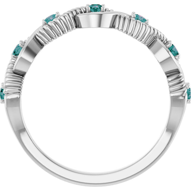 14K Gold Round Lab-Grown Alexandrite Accented Stackable Ring - White Gold - view 7