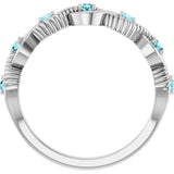 14K Gold Round Natural Blue Zircon Accented Stackable Ring – 2mm Stones - White Gold - view 7