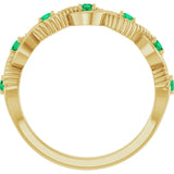 14K Gold Round Natural Emerald Accented Stackable Ring – 2mm Stones - Yellow Gold - view 7