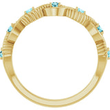 14K Gold Round Natural Blue Zircon Accented Stackable Ring – 2mm Stones - Yellow Gold - view 7
