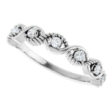 Platinum Round Natural White Sapphire Accented Stackable Ring - view 10