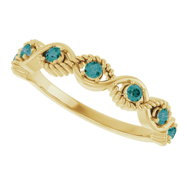 14K Gold Round Lab-Grown Alexandrite Accented Stackable Ring - Yellow Gold - view 10
