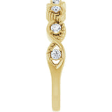 14K Gold Round Natural Diamond Accented Stackable Ring – 2mm Stones - Yellow Gold - view 9