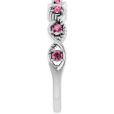 Platinum Round Natural Pink Tourmaline Accented Stackable Ring – 2mm Stones - view 9