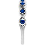 Platinum Round Natural Blue Sapphire Accented Stackable Ring – 2mm Stones - view 9