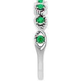 14K Gold Round Natural Emerald Accented Stackable Ring – 2mm Stones - White Gold - view 9