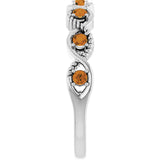 Platinum Round Natural Citrine Accented Stackable Ring – 2mm Stones - view 9