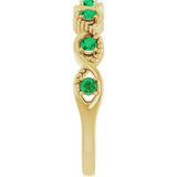 14K Gold Round Natural Emerald Accented Stackable Ring – 2mm Stones - Yellow Gold - view 9